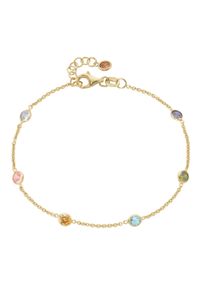 Smart Jewel Damen Armband "mit farbigen Zirkonia-Steinen, vergoldet, Silber 925", 19cm, Silber 925 (Sterlingsilber), bunt, Silber 925