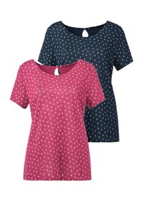 Lascana Damen T-Shirt, bunt, casual, Gr. 32, gemustert, Obermaterial: 50% Polyester, 50% Viskose, Shirts, mit süßem Blätter-Druck und Cut-Out im