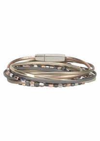 Firetti Damen Wickelarmband "mehrreihig, mit Elementen aus Metall", Materialmix-Polyurethan, rosa, Materialmix, Polyurethan, Armbänder