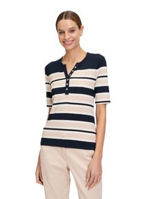 Betty Barclay Damen Kurzarmshirt "Betty Barclay Basic Shirt mit Knöpfen", blau, casual, Gr. 44, Obermaterial: 95% Viskose, 5% Elasthan., Shirts, Druck