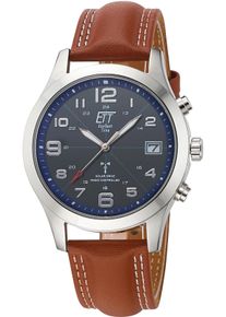ETT Herren Funkuhr "Gobi", braun, Armbanduhren, Armbanduhr, Herrenuhr, Datum, Solar, Lederarmband