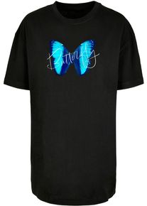 Merchcode Herren T-Shirt "Merchcode Damen Ladies Butterfly Blue Oversized Boyfriend Tee", schwarz, casual, Gr. 5XL, bedruckt, 100% Baumwolle, Shirts