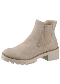 Rieker Damen Chelseaboots, Gr. 42, beige, Nubuklederimitat, klassisch, Schuhe, mit heller Profilsohle