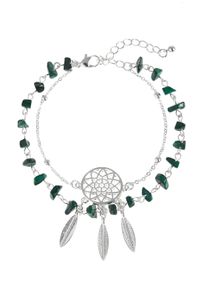 Lascana Damen Fußkette "Layer Look mit Traumfänger Anhänger", silber, feminin, glänzend, Materialmix, Fußkettchen, im Western-Look, 2 reihiges