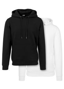 Urban Classics Herren Sweatshirt "Urban Classics Herren Basic Sweat Hoody 2-Pack", schwarz-weiß, Gr. XS, unifarben, 63% Baumwolle, 37% Polyester,