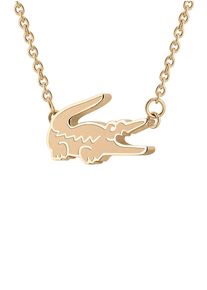 Lacoste Damen Kette mit Anhänger "Schmuck Edelstahl Halsschmuck Halskette Ankerkette CROCODILE", Edelstahl, L: 46cm, rosa, Edelstahl, Halsketten