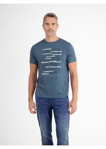 Lerros Herren T-Shirt "Lerros T-Shirt mit Logoprint und Rundhalsausschnitt", blau, Gr. S, 100% Baumwolle, Shirts