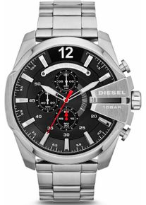 Diesel Herren Chronograph "MEGA CHIEF", silber, Armbanduhren, Quarzuhr, Armbanduhr, Herrenuhr, Stoppfunktion, Edelstahlarmband