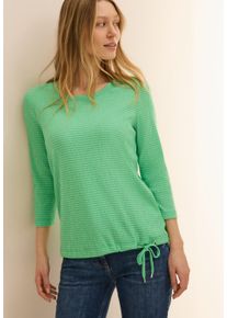 Cecil Damen 3/4-Arm-Shirticed neon grün, casual, Gr. XXL, gestreift, Feinripp, Obermaterial: 68% Polyester, 30% Viskose, 2% Elasthan, Shirts, mit