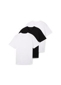 Tom Tailor Herren T-Shirt, weiß, casual, Gr. XXL, unifarben, Jersey, Obermaterial: 100% Baumwolle, Shirts, im Dreierpack