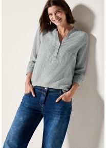 Cecil Damen Schlupfblusechambray balmy khaki, casual, Gr. XS, gestreift, Web, Obermaterial: 100% Leinen, Blusen, im Streifen-Look
