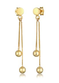 Elli Damen Paar Ohrhänger "Stecker Plättchen Kugel Kette Geo Style 925 Silber", OneSize, ohne Stein, Silber 925 (Sterlingsilber), gold, Silber 925