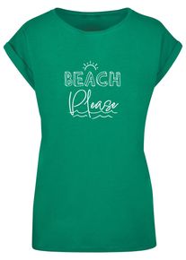 Merchcode Herren T-Shirt "Merchcode Damen Ladies Beach Please Extended Shoulder Tee", grün, casual, Gr. L, bedruckt, 100% Baumwolle, Shirts