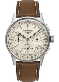 BAUHAUS Herren Chronograph "G38", braun, Armbanduhren, Quarzuhr, Armbanduhr, Herrenuhr, Made in Germany, Lederarmband, analog