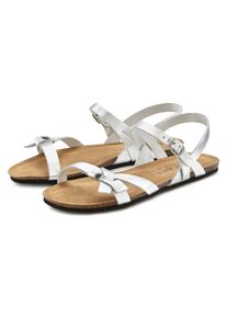 Lascana Damen Sandale "Sommerschuh", Gr. 38, silber, Obermaterial: 100% Rindsleder. Decksohle: 100% Rindsleder. Laufsohle: 100% Synthetik, unifarben,