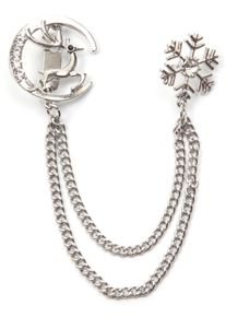 Firetti Damen Brosche "Schmuck Geschenk Ansteckschmuck Glieder Schneeflocke, Mond, Hirsch", weiß, Metall, Broschen, mit Glasstein