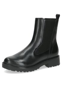 Caprice Damen Chelseaboots, Gr. 38, schwarz, Nappaleder, Textil, Elastischer Einsatz, klassisch, Schuhe, Blockabsatz, Basicschuh, Stiefelette in