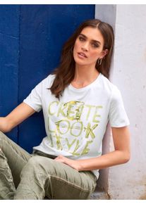Heine Damen T-Shirt "Shirt", weiß, Gr. 38, gemustert, bedruckt, mehrfarbig, 95% Baumwolle, 5% Elasthan, Shirts
