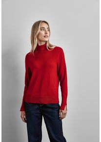 Street One Damen Rollkragenpullover, rot, casual, Gr. 34, unifarben, Stoff, 75% Viskose, 25% Polyamid, Pullover, mit Materialmix