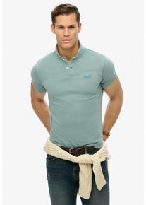 Superdry Herren Poloshirt "VINT DESTROY POLO"destroy tourmaline blau, modisch, Gr. XXXL, unifarben, Single Jersey, Obermaterial: 100% Baumwolle,