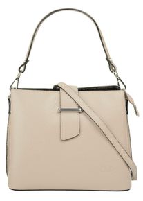 CLUTY Damen Henkeltasche, beige, Leder, unifarben, leicht glänzend, Taschen, echt Leder, Made in Italy
