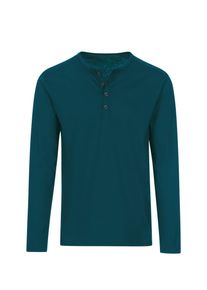 TRIGEMA Herren Longsleeve "TRIGEMA Langarmshirt mit Knopfleiste", blau, casual, Gr. XXXL, 100% Baumwolle, Shirts