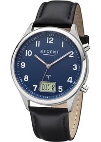 Regent Uhren REGENT Damen Funkuhrschwarz, dunkelblau, Armbanduhren, Quarzuhr, Armbanduhr, Herrenuhr, Damenuhr, Lederarmband, Leuchtzeiger