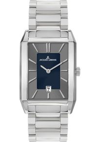 Jacques Lemans Herren Quarzuhr "Torino"silberfarben, silberfarben, dunkelblau, Armbanduhren, Armbanduhr, Herrenuhr, Lederarmband, analog, Datum