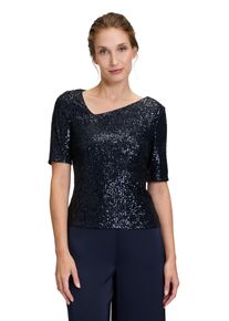 Vera Mont Damen Kurzarmshirt "Vera Mont Pailletten-Top mit Glanzeffekt", blau, festlich, Gr. 36, Obermaterial: 93% Polyester, 7% Elasthan., Shirts,