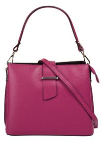 CLUTY Damen Henkeltasche, pink, Leder, unifarben, leicht glänzend, Taschen, echt Leder, Made in Italy