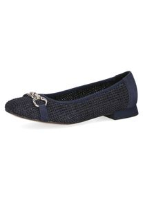 Caprice Damen Ballerina, Gr. 37, blau, Leder, Textil, modisch, Schuhe, Blockabsatz, Bequemschuh, Businessschuh mit Schmuckelement