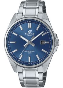 CASIO EDIFICE Herren Quarzuhr, silber, Armbanduhren, Armbanduhr, Herrenuhr, bis 10 bar wasserdicht, Datum, Edelstahlarmband