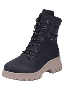 Rieker Damen Plateaustiefelette, Gr. 40, schwarz, Lederimitat, Textil, unifarben, modisch, Schuhe, Winterboots, Stiefelette mit wasserabweisender