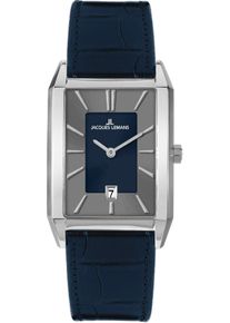 Jacques Lemans Herren Quarzuhr "Torino"dunkelblau, silberfarben, dunkelblau, Armbanduhren, Armbanduhr, Herrenuhr, Lederarmband, analog, Datum