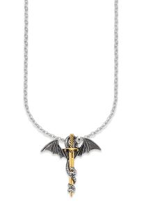 Bruno Banani Herren Kette mit Anhänger "Schmuck Geschenk Halskette Drache Schwert Kreuz Ankerette", Edelstahl, L: 55cm B: 3mm, gelb, Edelstahl,