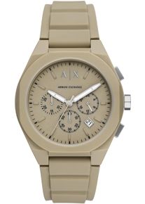 Armani Exchange Herren Chronograph "SYNC", beige, Armbanduhren, Quarzuhr, Armbanduhr, Herrenuhr, Silikonarmband, analog, Tag