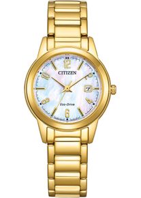 Citizen Damen Solaruhr, gold, Armbanduhren, Armbanduhr, Damenuhr, Edelstahlarmband, Datum