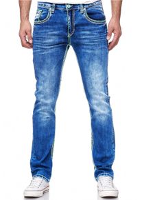 Rusty Neal Herren Straight-Jeans "LEVIN 2", blau, casual, Gr. 40, unifarben, 99% Baumwolle, 1% Elasthan, Jeans, mit angesagten Ziernähten