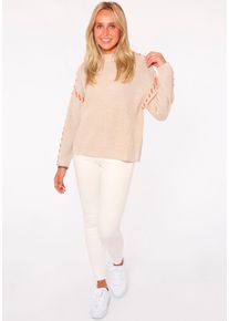 Zwillingsherz Damen Strickpullover ""Stitching"", beige, modisch, Gr. L, Strick, Obermaterial: 70% Polyacryl, 30% Wolle, Pullover, mit
