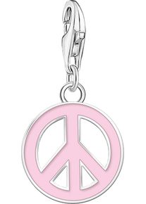 Thomas Sabo Damen Charm-Einhänger "Charm Peace-Zeichen Emaille Pink, 2207-007-9", silber, Silber 925 (Sterlingsilber), Charms