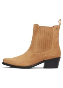 Tommy Hilfiger Damen Cowboy Stiefelette "TH SUEDE COWBOY BOOT", Gr. 38, gelb, Veloursleder, Elastischer Einsatz, Textil, unifarben, modisch, Schuhe,