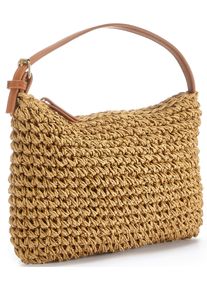 Vivance Damen Handtasche "Minibag", braun, Lederimitat, Bast, unifarben, Flechtoptik, Taschen, Strandtasche, Henkeltasche, Sommertasche, Damentasche