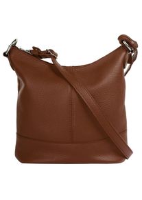 CLUTY Damen Umhängetasche, braun, Leder, unifarben, leicht glänzend, Taschen, echt Leder, Made in Italy