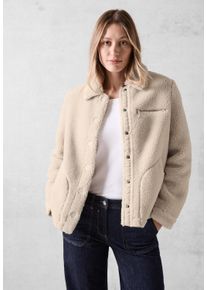 Cecil Damen Fellimitatjacke, beige, casual, Gr. XXL, unifarben, Stoff, 100% Polyester, Jacken, mit Knopfleiste