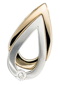Jobo Damen Ketten-Anhänger "Anhänger Tropfen", P1 = bei 10-facher Vergrößerung erkennbare Einschlüsse, Gelbgold 585-Weißgold 585-Diamanten, gelb,