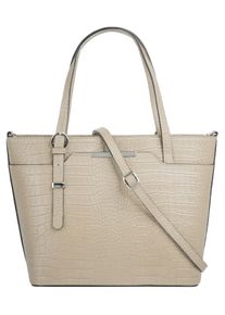 CLUTY Damen Henkeltasche, beige, Leder, Reptilienprägung, Taschen, echt Leder, Made in Italy