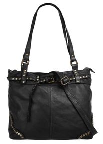 Samantha Look Damen Shopper, schwarz, Leder, unifarben, Taschen, echt Leder, Made in Italy
