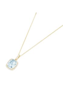 Luigi Merano Damen Goldkette "mit Blautopas und Zirkonia, Gold 375", 45cm, Gelbgold 375, blau, Gelbgold 375, Halsketten