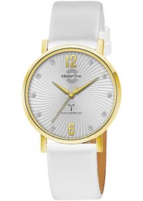 MASTER TIME Damen Funkuhr "Advanced", weiß, Armbanduhren, Armbanduhr, Quarzuhr, Damenuhr, Lederarmband