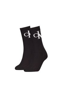 Damen Socken "CKJ WOMEN SOCK 2P MONOGRAM", Calvin Klein Jeans, Gr. 39, schwarz, Baumwollmischung, Polyamid, Elasthan, Socken, mit Logostickerei